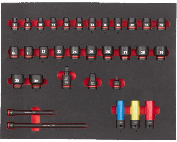 Milwaukee Slagtoppesæt I skum 1/2 k 32 dele
